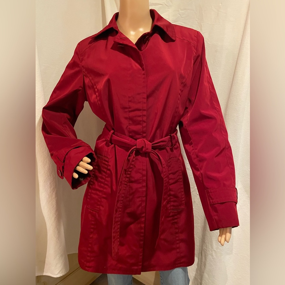 London Fog Women's Red Belted Trench Coat